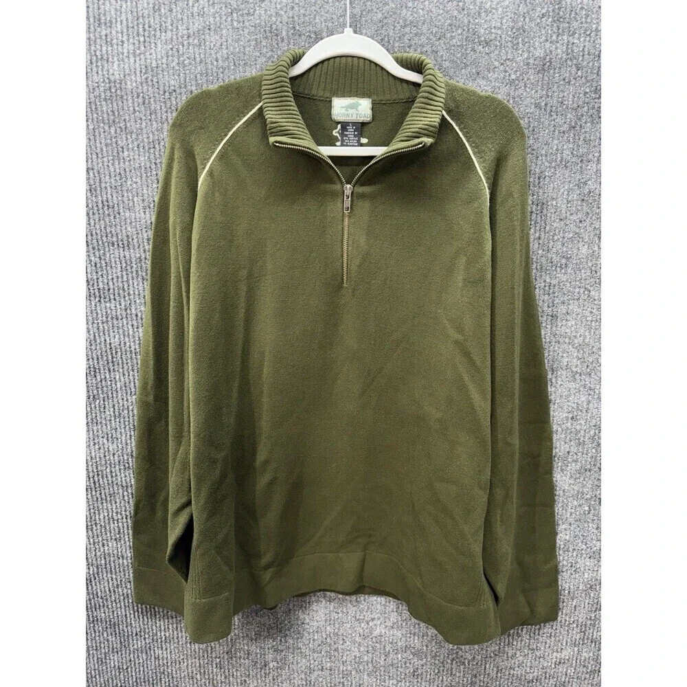 Horny Toad 1/4 Zip Pullover Men’s Large Green Heavyweight Outdoor Hiking Sweater